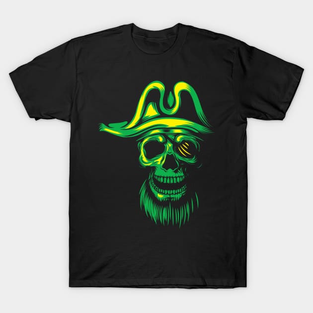 Green Mixed pirate skull T-Shirt by trendybestgift